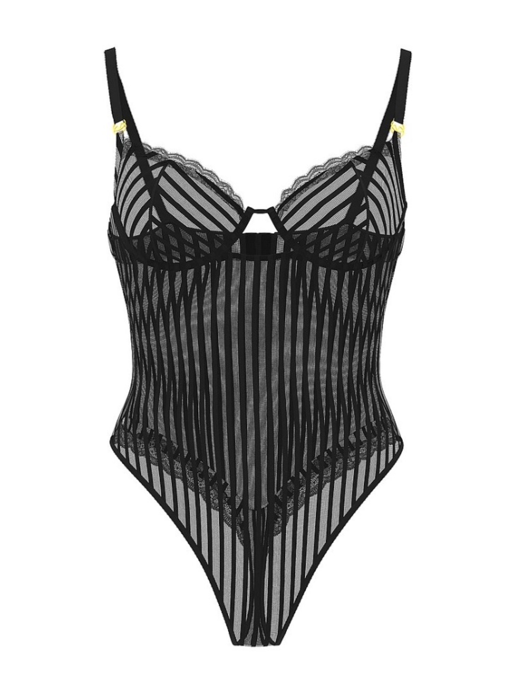 NWT Victoria’s Secret Tease Sheer Stripe Lace-Trim Cupped Bodysuit XXL